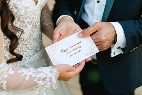 Couple Exchanging Anniversary Messages
