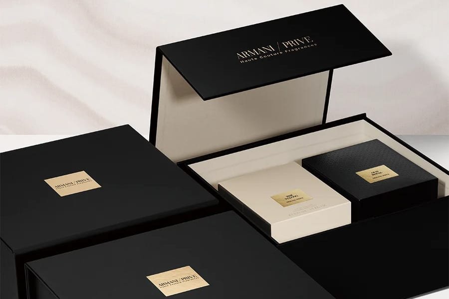 Elegant Custom Perfume Gift Box with Gold Detailing