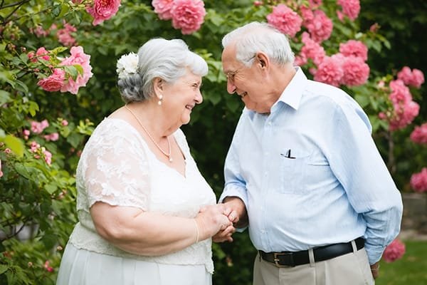 Grandparents Celebrating Anniversary in Garden