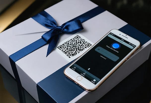 QR Code on Luxury Box with Smartphone Scan