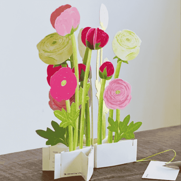 Colorful floral pop-up card with delicate details.