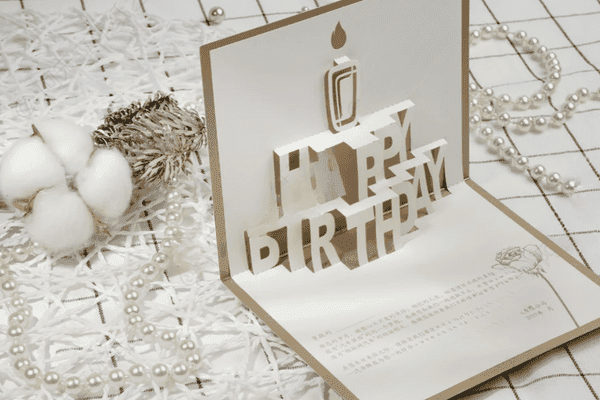 Elegant pop-up birthday card with candle design.