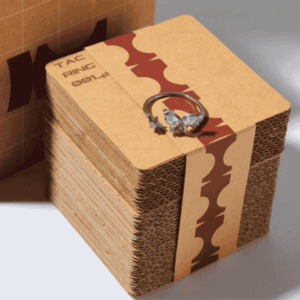 Stacked honeycomb cardboard with a ring on top, showcasing eco-friendly packaging.