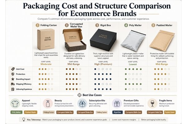 Alt: Packaging cost and structure comparison for ecommerce brands Packaging cost and structure comparison for ecommerce brands